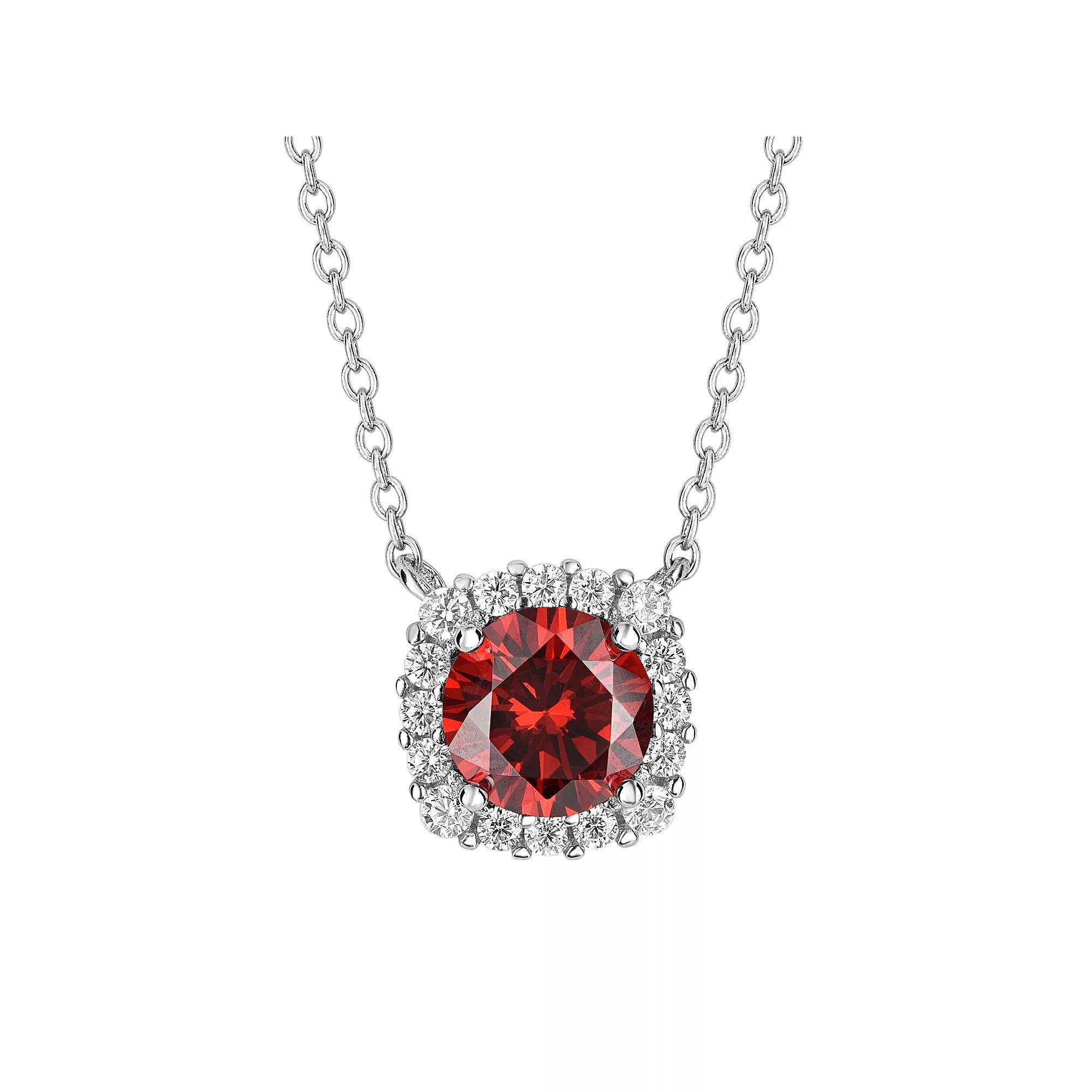PRIMROSE Sterling Silver Cubic Zirconia Halo Pendant Necklace, Women's, Size: 18", January Product Image