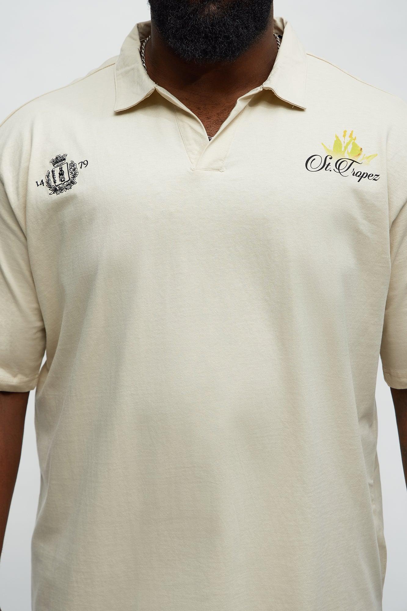 Saint Tropez Johnny Collar Short Sleeve Polo - Off White Product Image