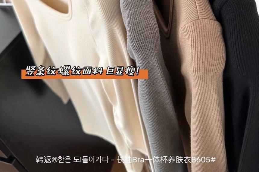 Square Neck Plain Padded T-Shirt Product Image