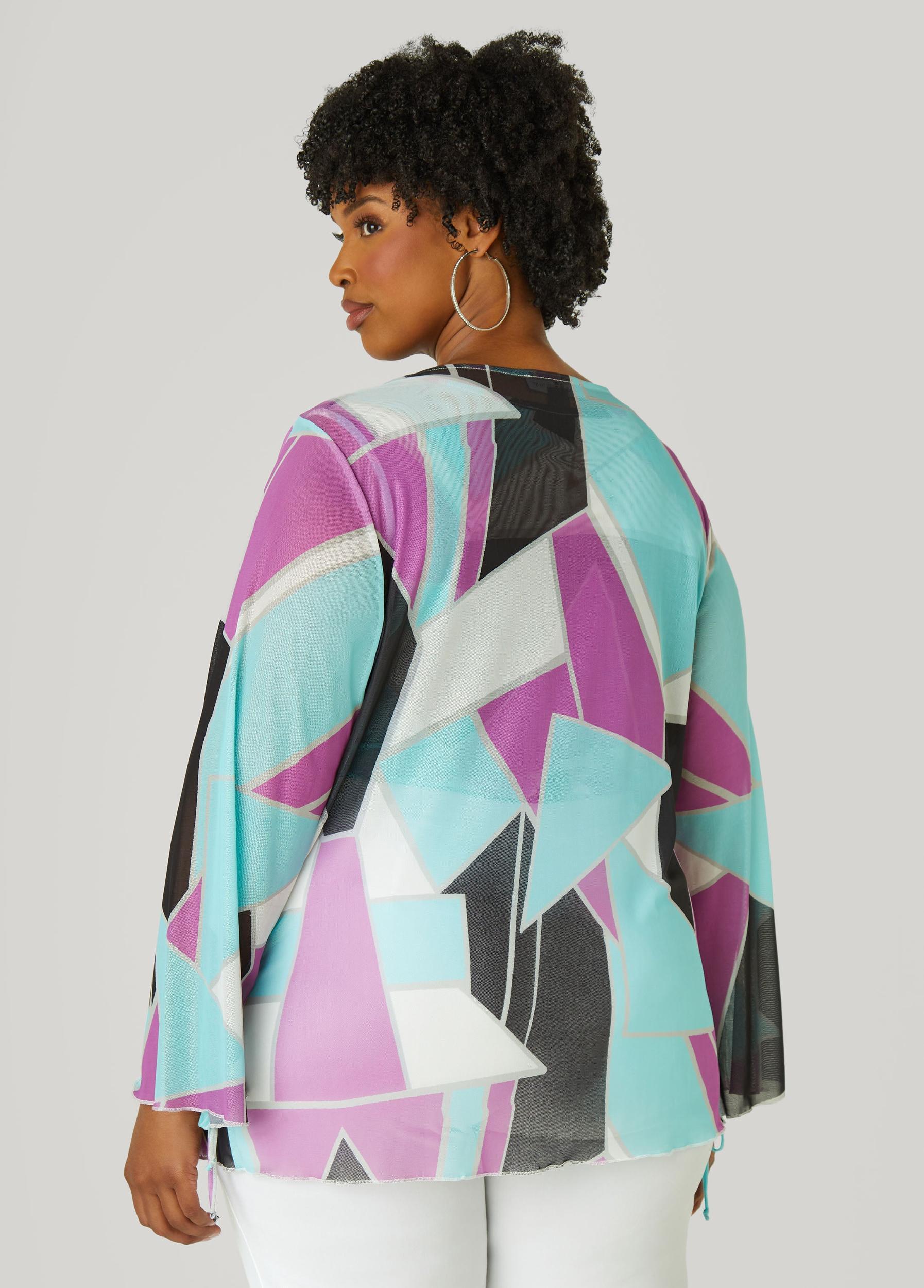 Tie Front Abstract Mesh Top Product Image