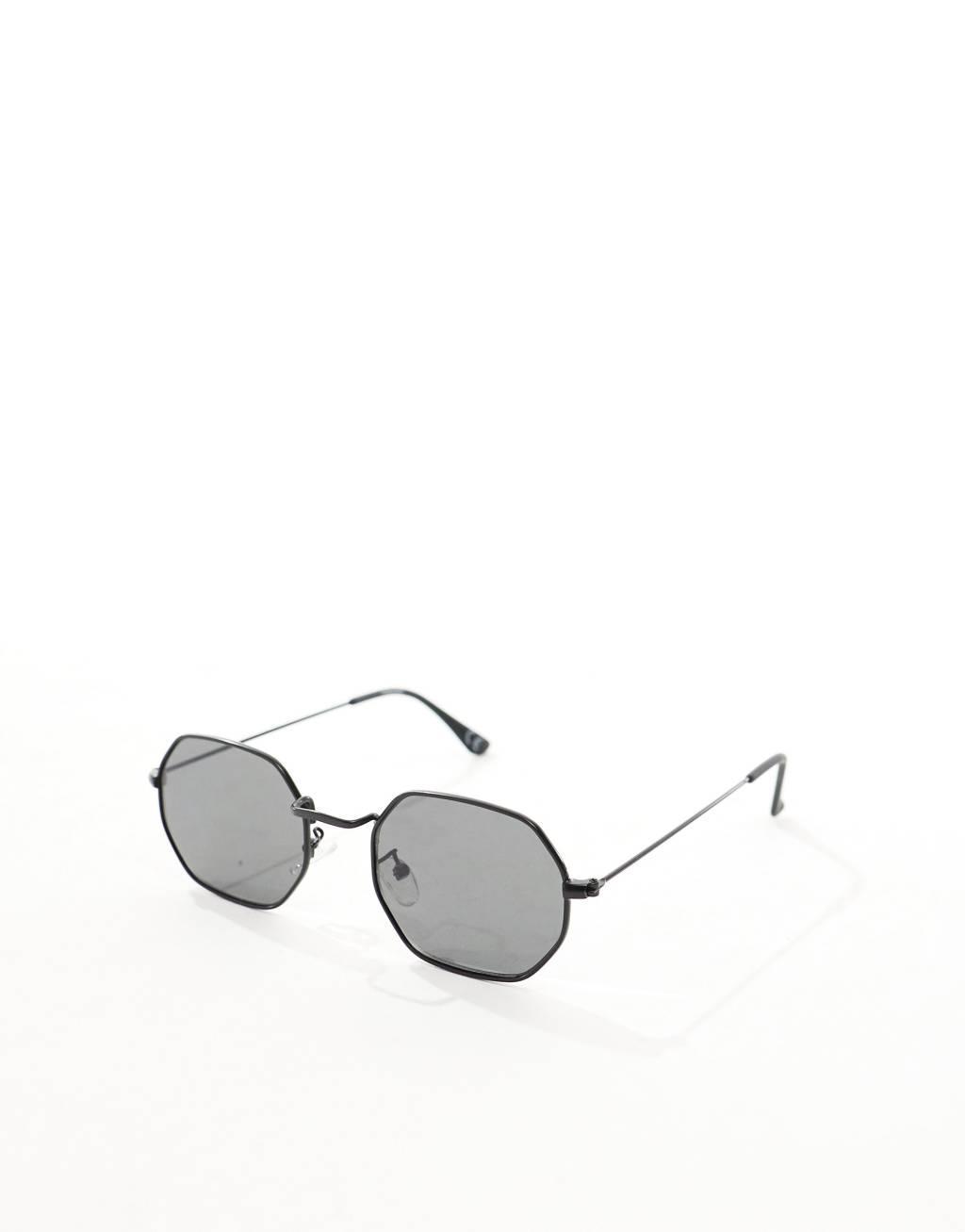 ASOS DESIGN angled sunglasses in black metal with smoke lens Product Image