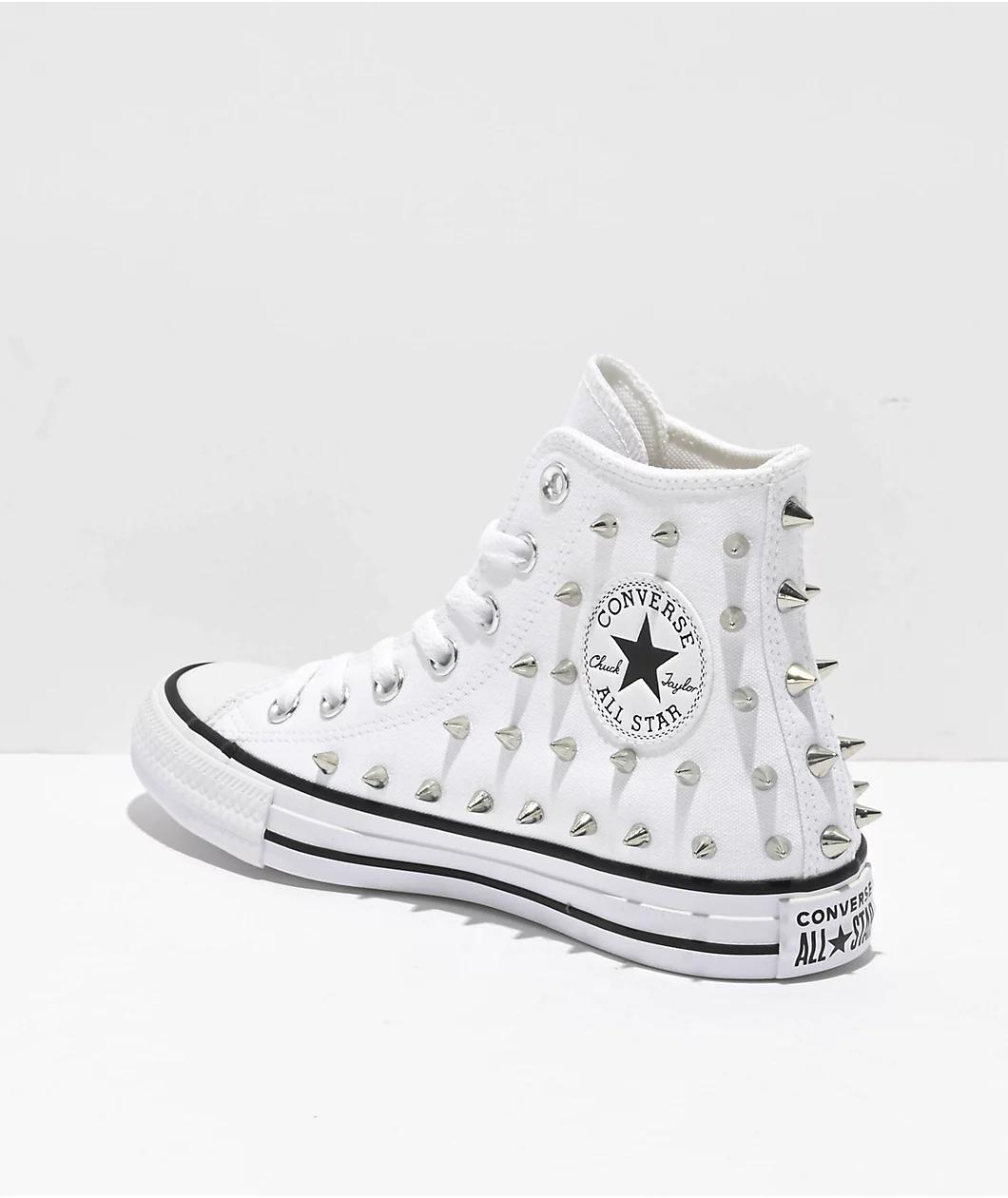 Converse Chuck Taylor All Star White Studded High Top Shoes Product Image