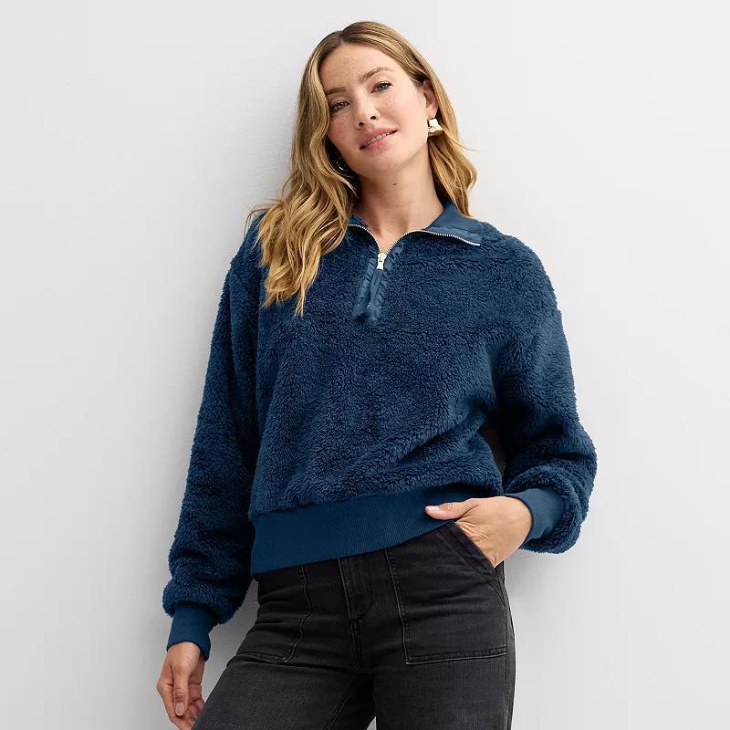 Women's Sonoma Goods For Life® Cozy Quarter Zip Pullover, Size: Large, Black Jam Product Image