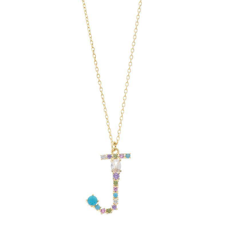 City Luxe Gold Tone Cubic Zirconia Initial Pendant Necklace, Women's, Gold Tone S Product Image