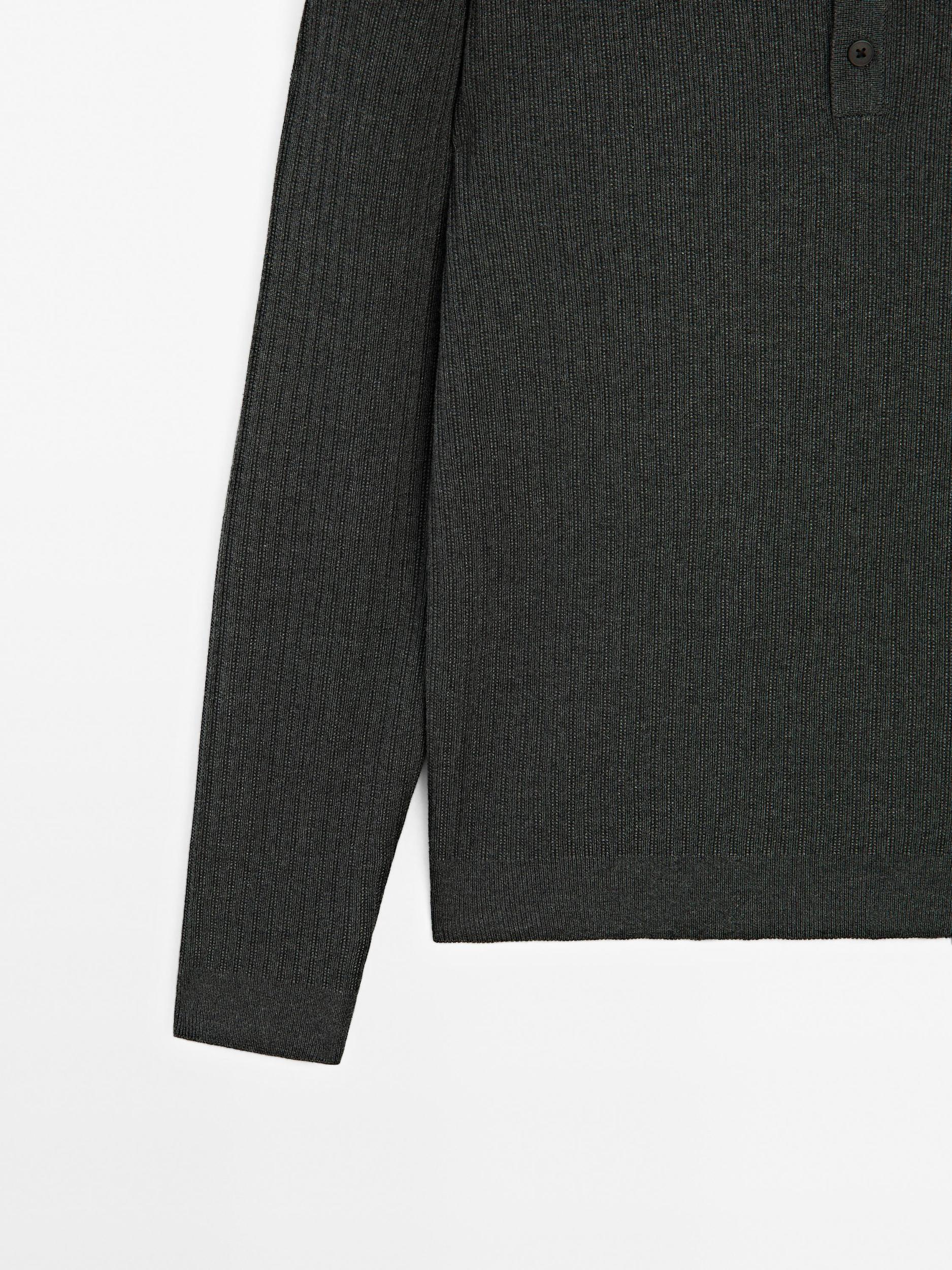 Cotton blend knit polo sweater Product Image