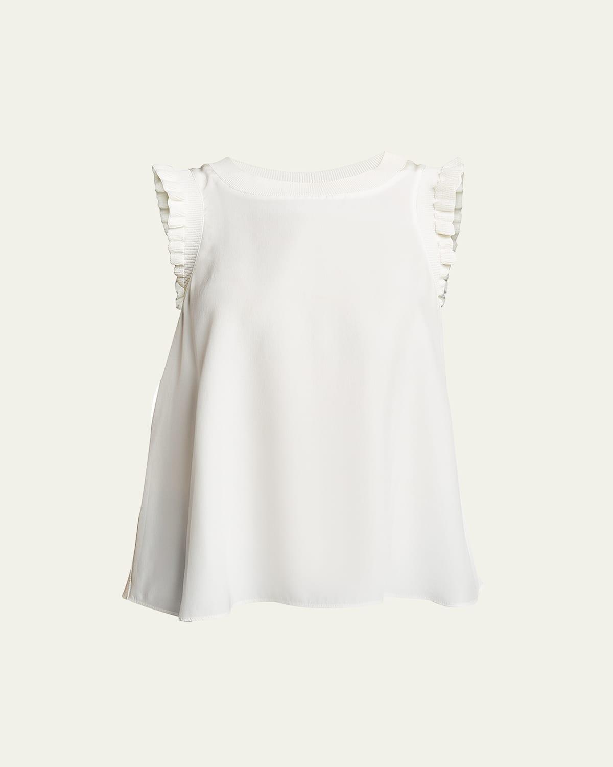 Cinq a Sept Lenore Ruffle Trimmed Silk Top Product Image
