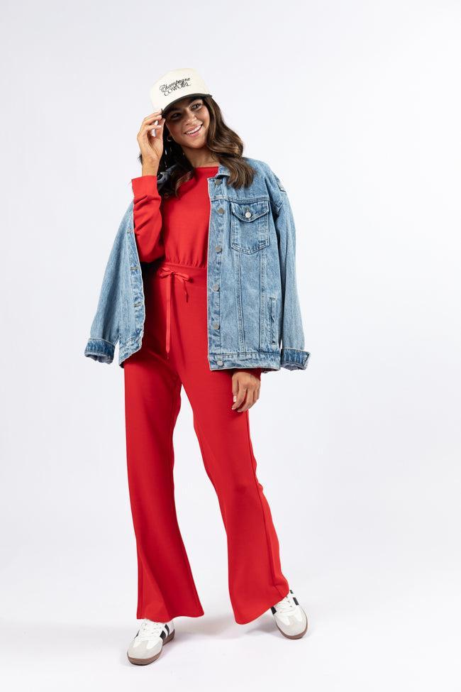 Wear It Out Red Boat Neck Jumpsuit FINAL SALE Product Image