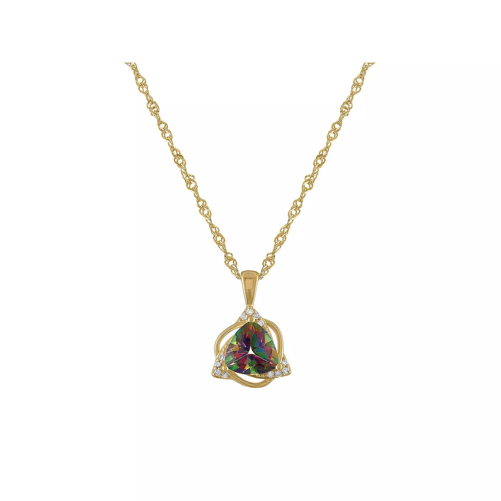 Tiara 14k Gold Over Sterling Silver Mystic Topaz & Diamond Accent Pendant, Women's, Gold Tone Product Image