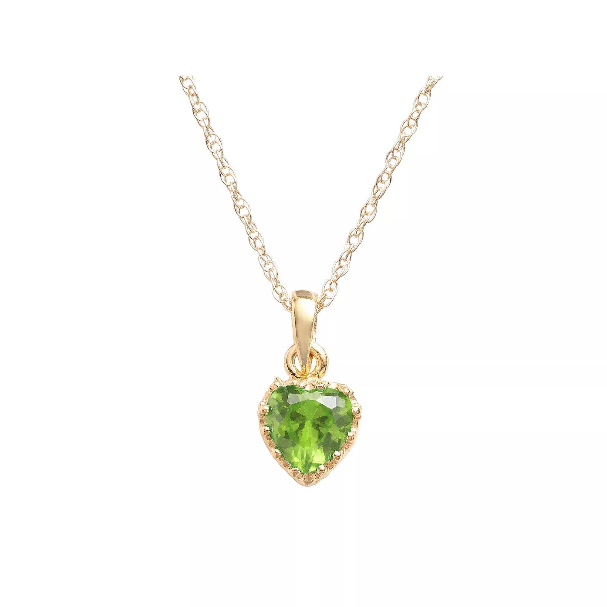 Designs by Gioelli 14k Gold Over Silver Peridot Heart Crown Pendant, Womens Green Product Image