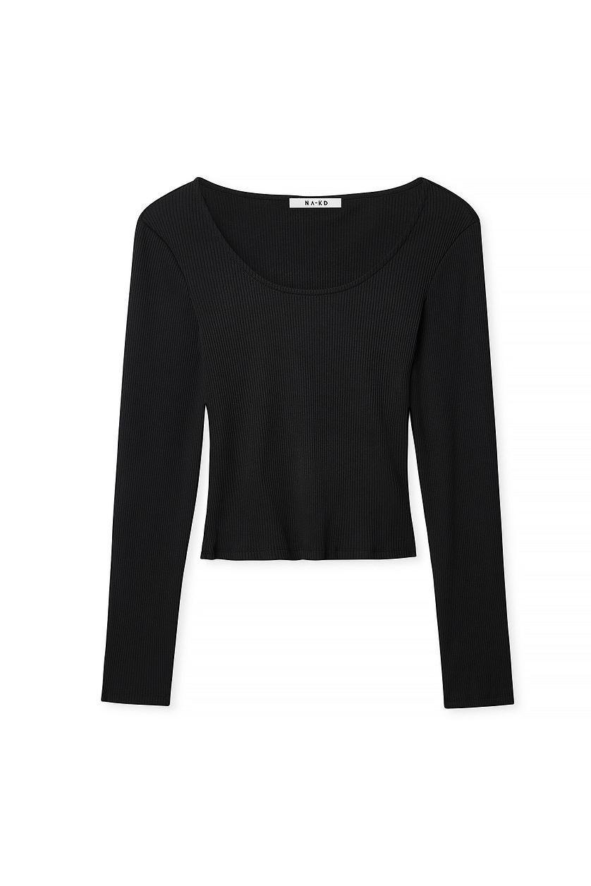 Scoop Neck Ribbed Top Product Image