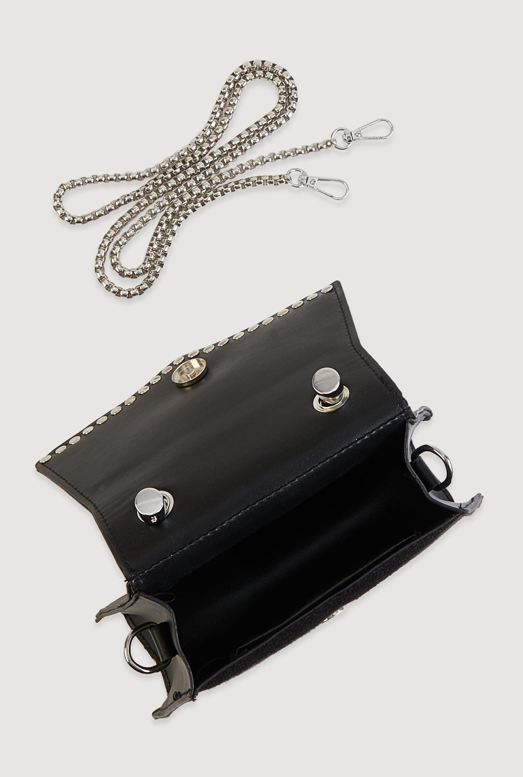 Rhinestone Studded Faux Leather Handbag Female Product Image