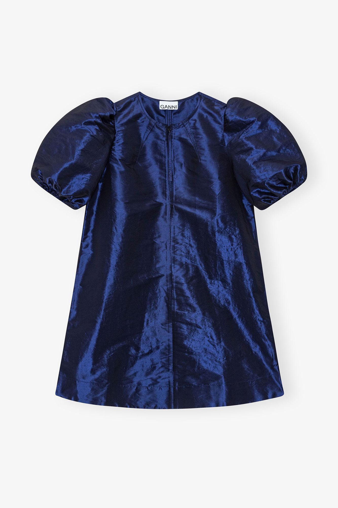 Blue Shiny Taffeta Mini Dress Product Image