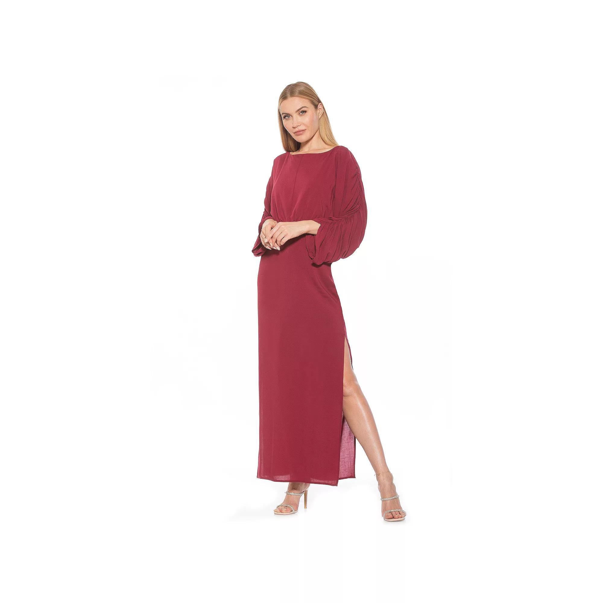 Women's ALEXIA ADMOR Shirred Sit Slit Maxi Dress, Size: 2, Blue Product Image