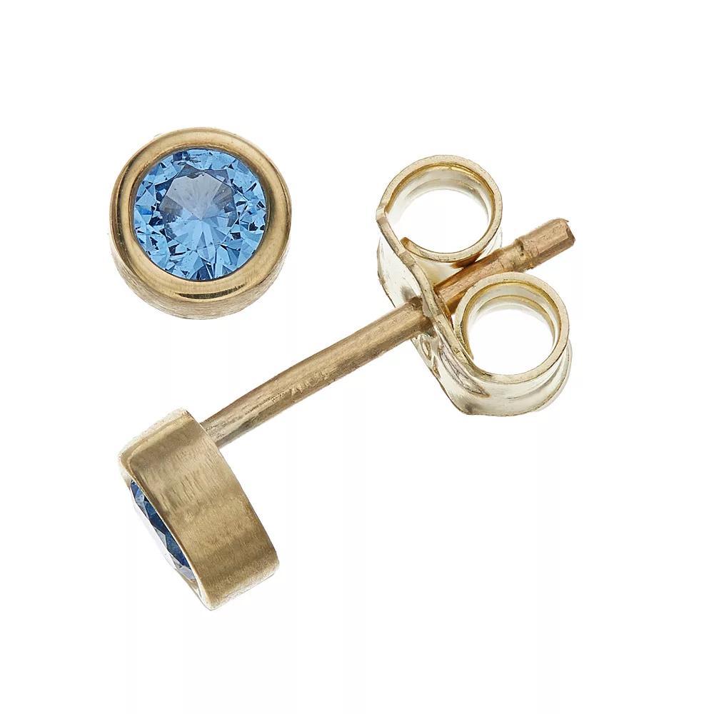 Kristen Kesho 10k Gold Round Birthstone Bezel Stud Earrings, Women's, March Product Image
