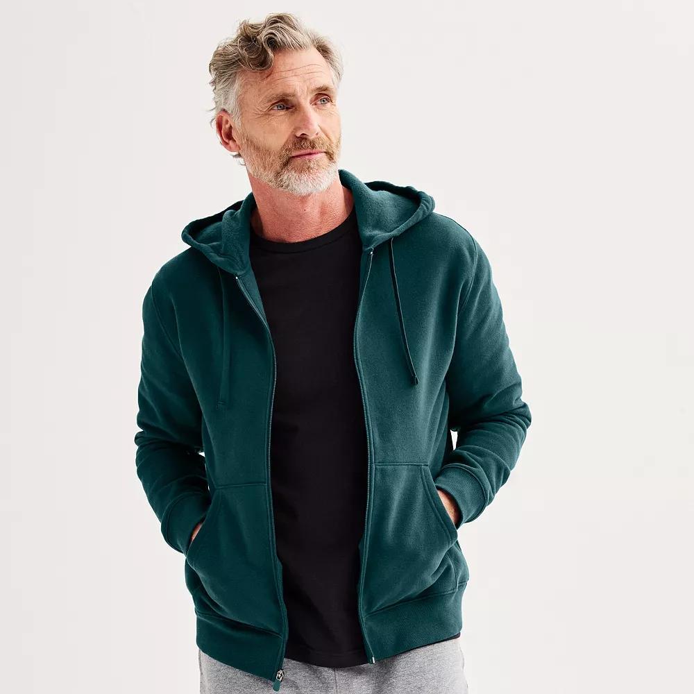 Men's Tek Gear® Ultra Soft Fleece Zip Front Hoodie, Size: Medium, Modern White Product Image