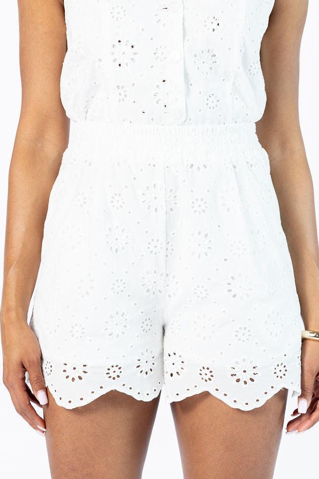 Ready, Set, Bloom White Eyelet Pull On Shorts SALE Product Image