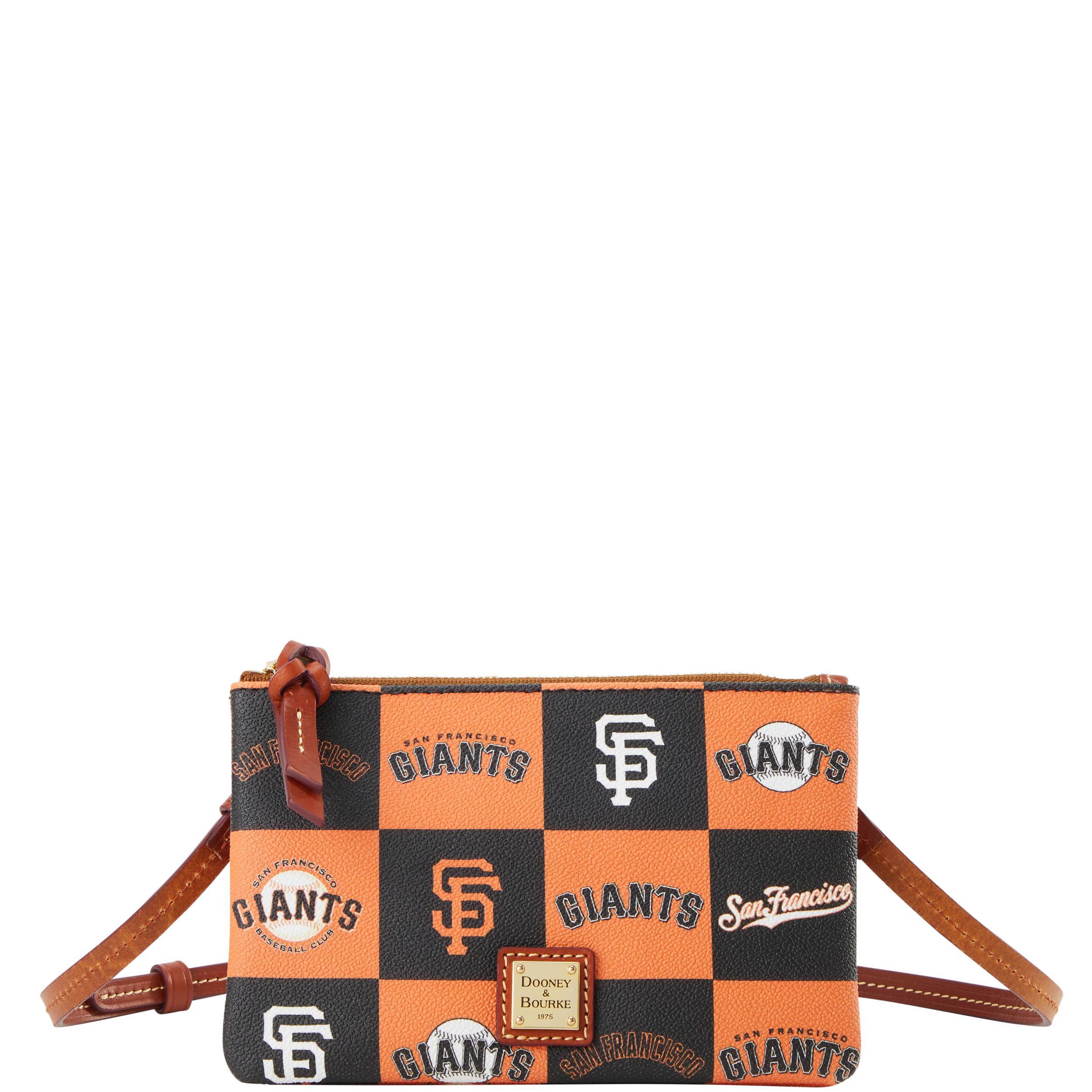 Dooney & Bourke Womens MLB Giants Top Zip Crossbody Coated Cotton Shoulder Bag in Black Product Image