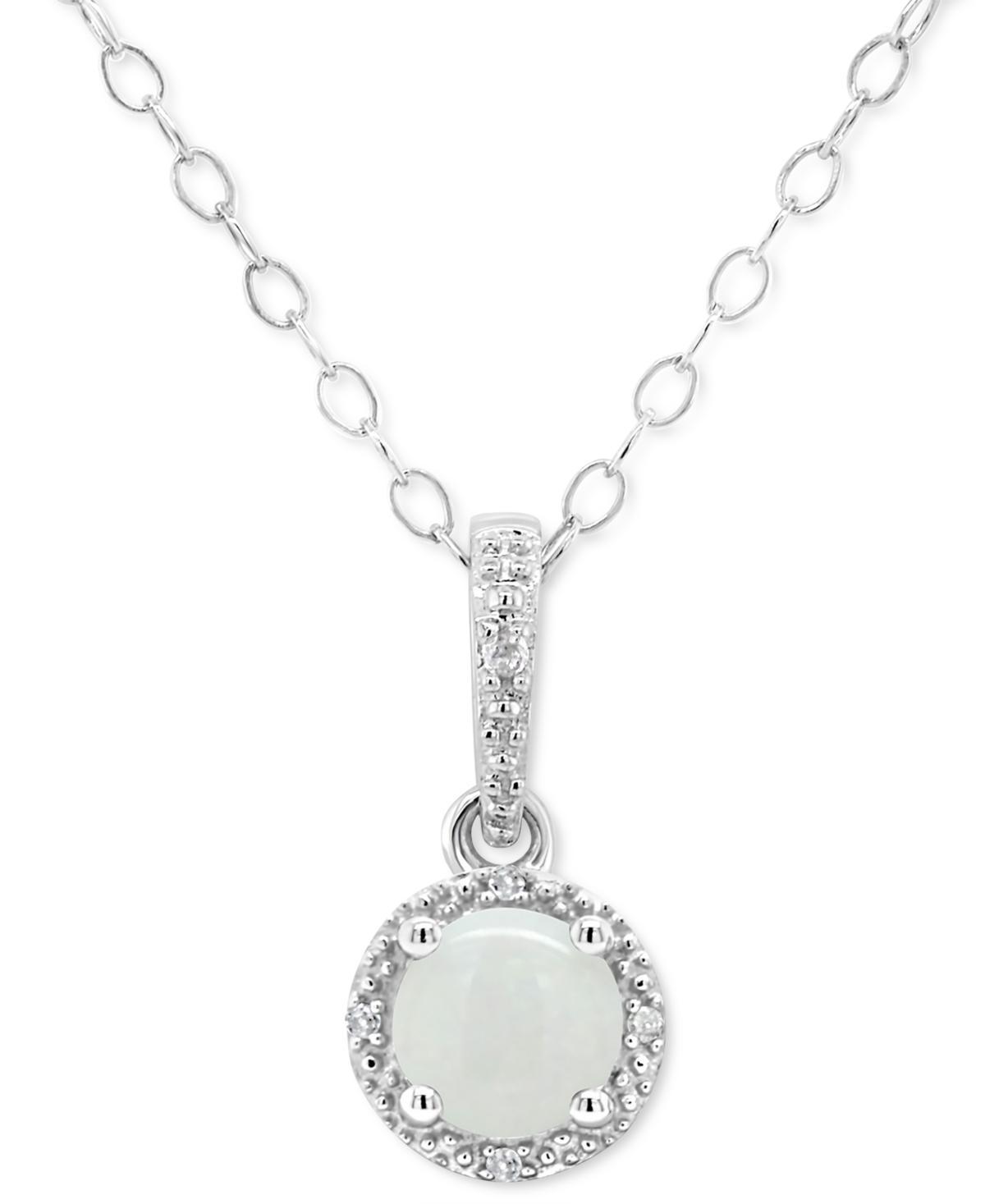 Celebration Gems Sterling Silver Opal and Diamond Accent Pendant, Women's, Size: 18" Product Image