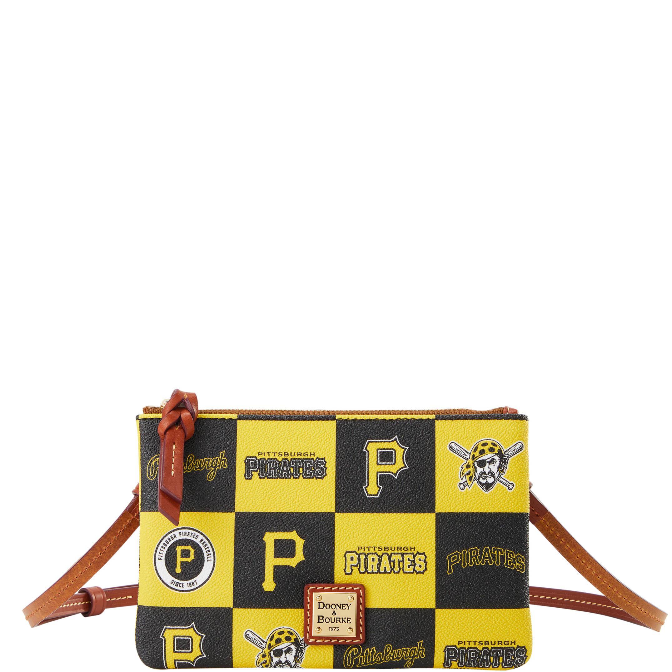 Dooney & Bourke Womens MLB Pirates Top Zip Crossbody Coated Cotton Shoulder Bag in Black Product Image