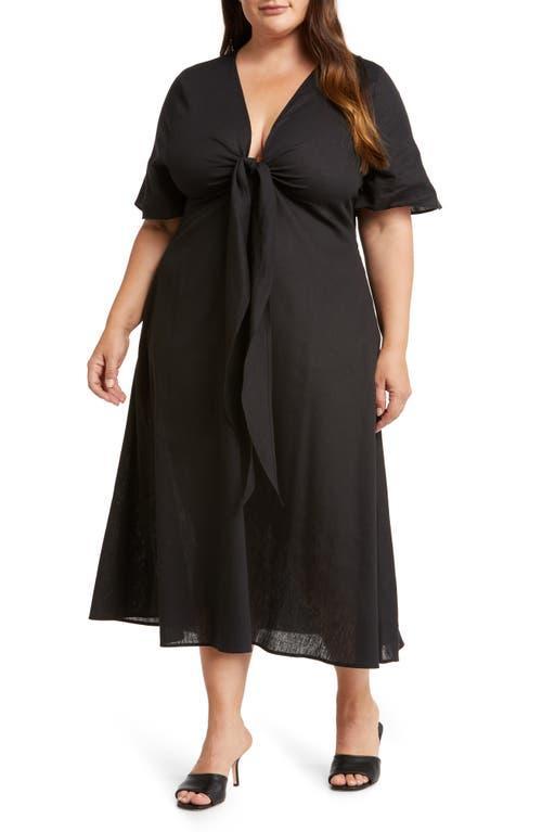 Womens Fiorella Cotton-Linen Midi-Dress Product Image