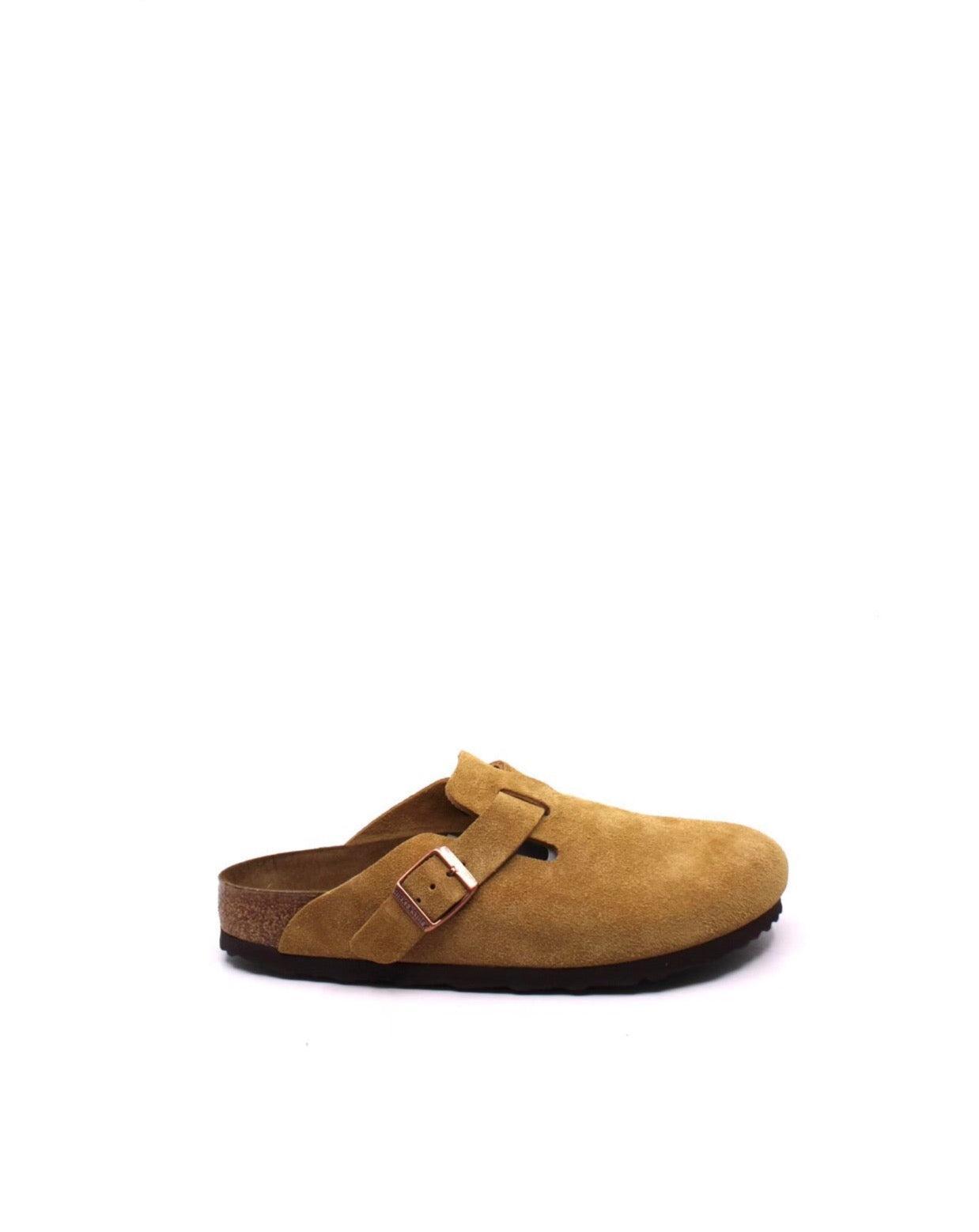 Birkenstock Boston Suede Leather Latte Cream Narrow Product Image