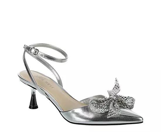 Women's Nine West Raisun Pointy Toe Tapered Heel Dress Sandals, Size: 6.5, Silver Product Image