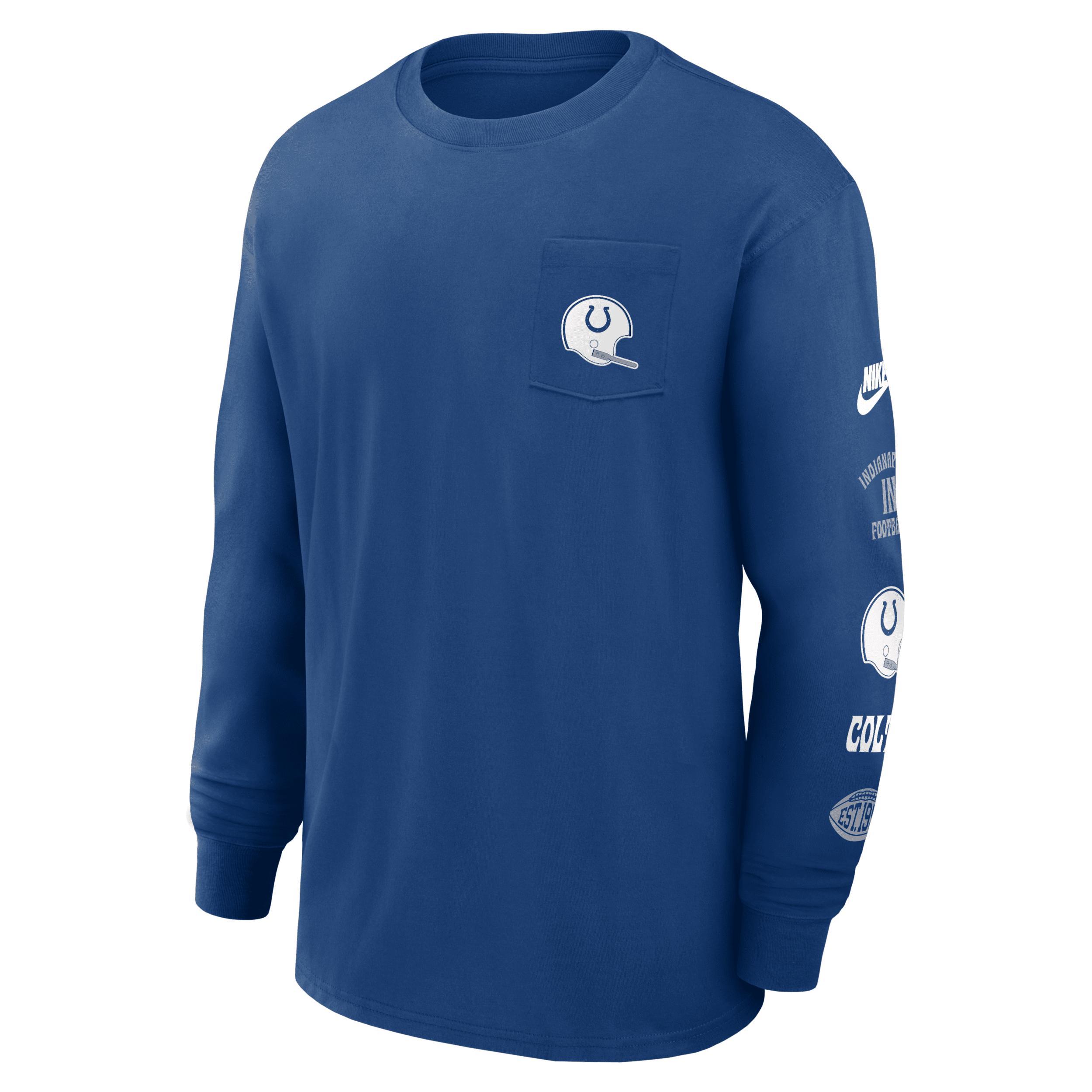 Men's Nike Royal New England Patriots Rewind Heavy Max 90 Pocket Long Sleeve T-Shirt, Size: Large, Blue Product Image