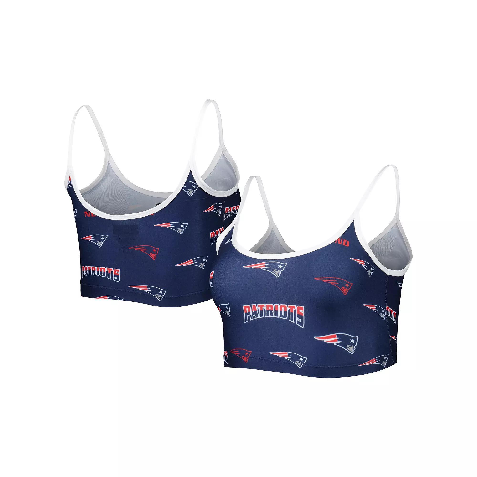 Womens Concepts Sport /White New England Patriots Breakthrough Allover Knit Sports Bra Blue Product Image