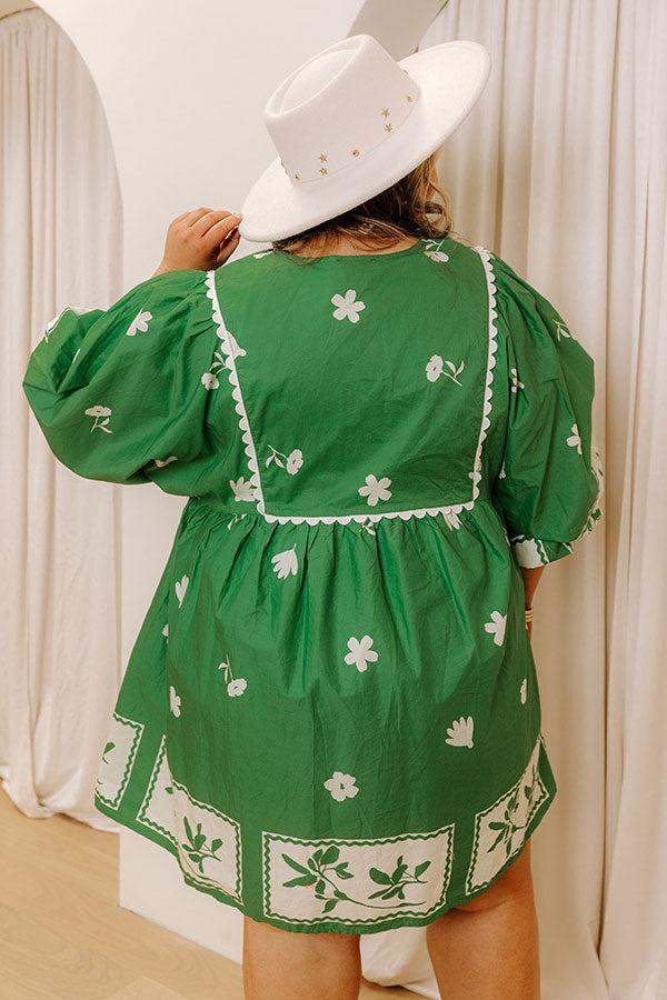 Picture Perfect Floral Mini Dress in Kelly Green Curves Product Image