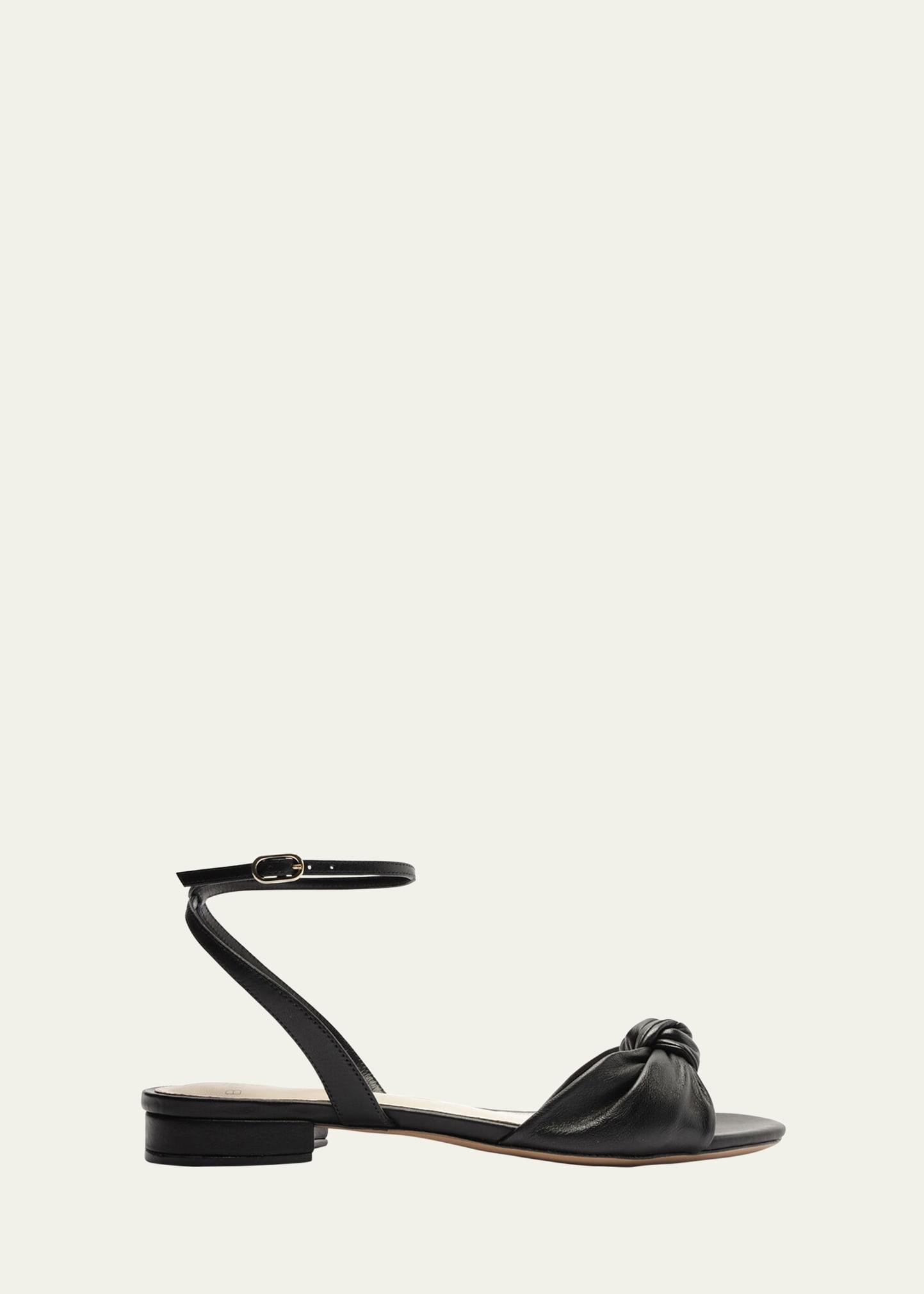 Kace Leather Knot Ankle-Strap Sandals Product Image