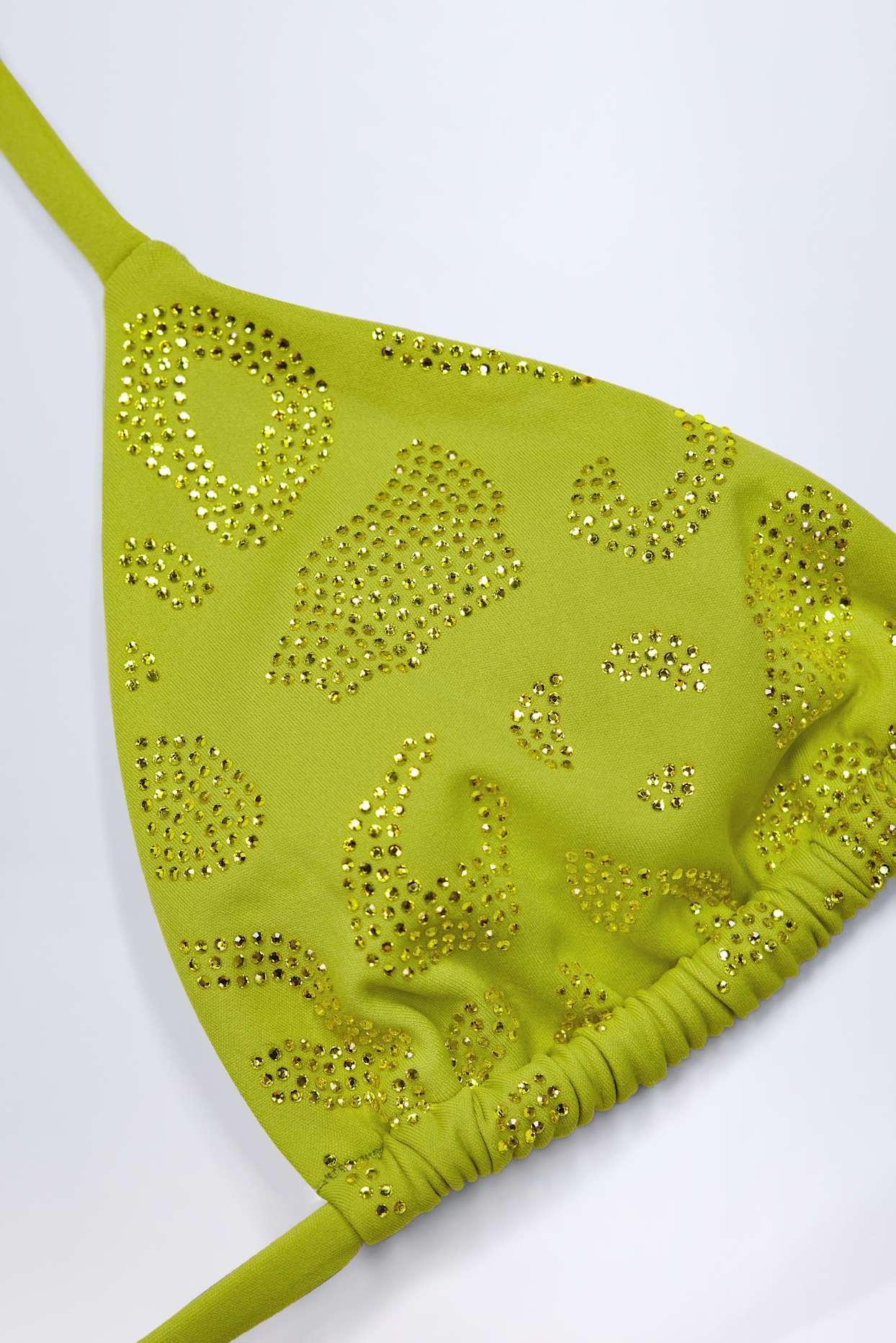 Bead-Detail Triangle Bikini Top in Olive Leopard Hotfix Product Image