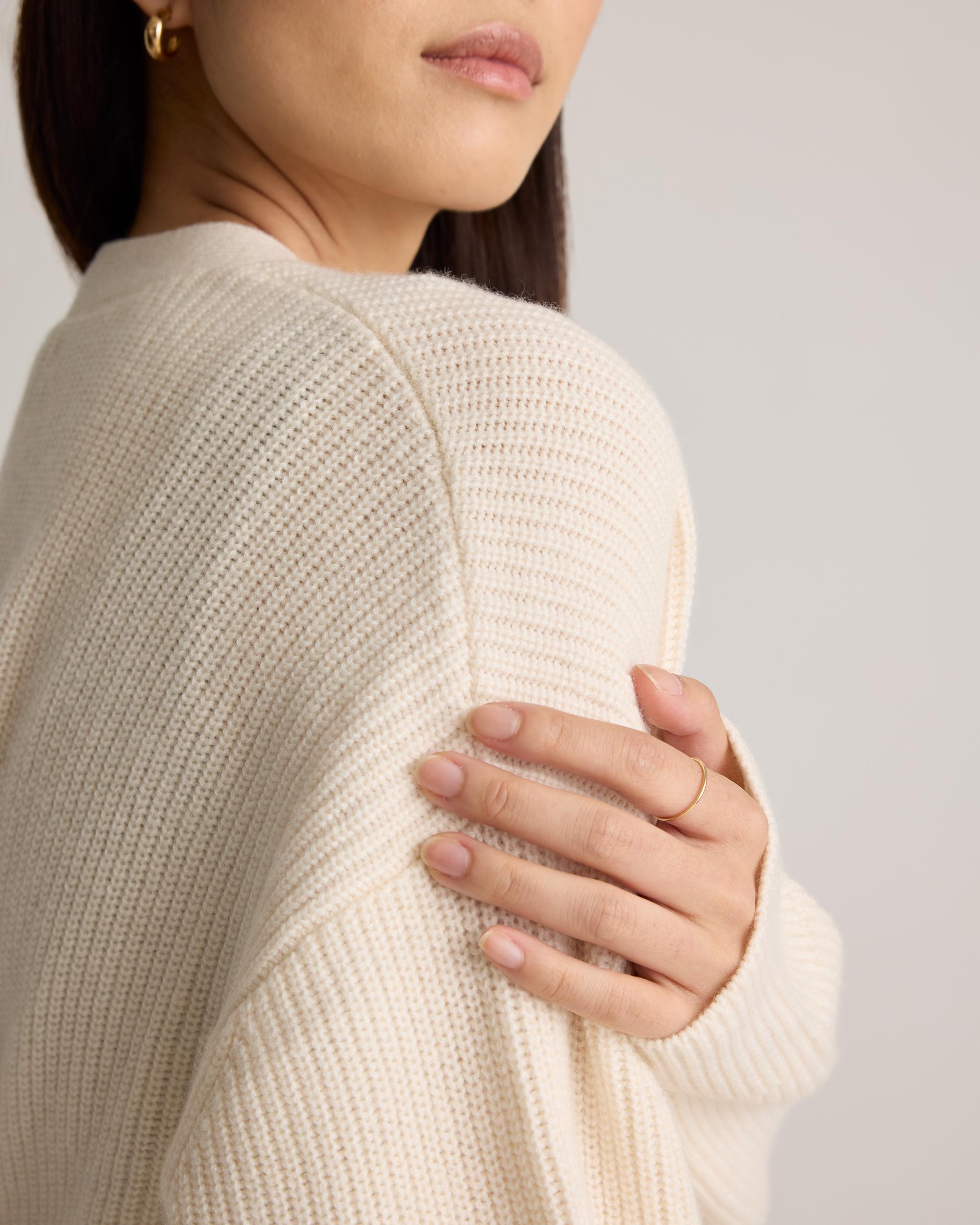 Quince | Women's Mongolian Cashmere Fisherman Boxy Cropped Cardigan Sweater Product Image