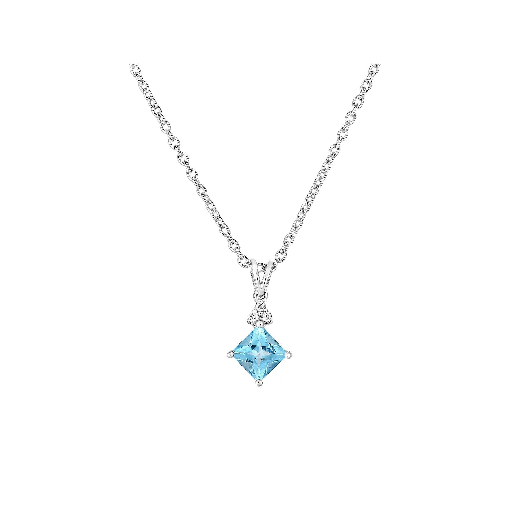 Sterling Silver Blue & White Topaz Pendant Necklace, Women's, Size: 18" Product Image