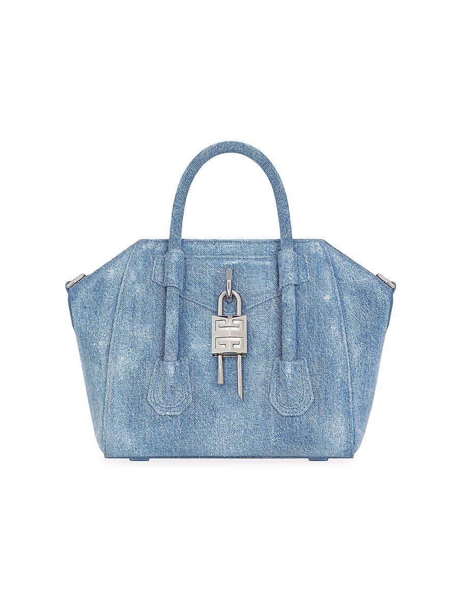 Womens Mini Antigona Lock Bag in Washed Denim Product Image