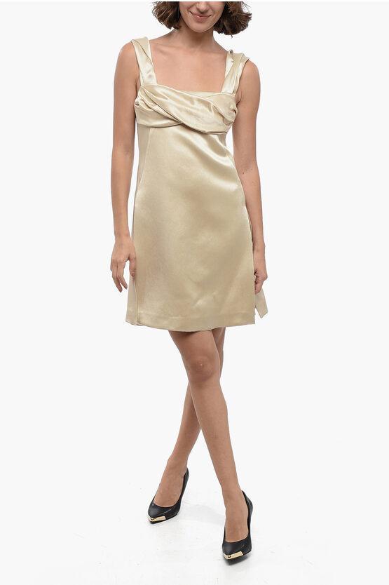 JIL SANDER Woman Mini Dress Beige Size 6 Acetate Product Image