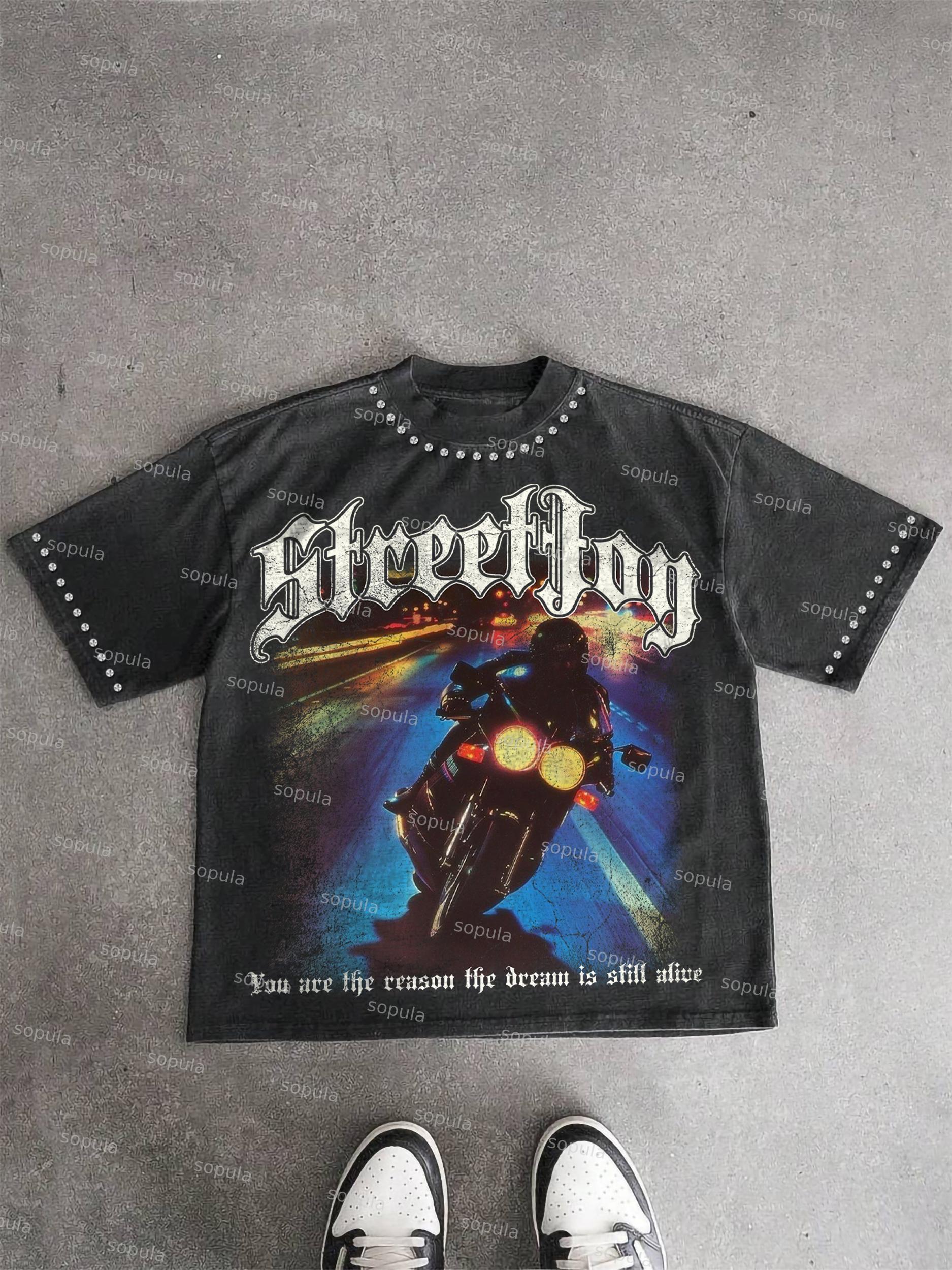 Hot Diamonds Street Fun Motorcycle Vintage Fun Motorcycle Washed T-shirt Product Image