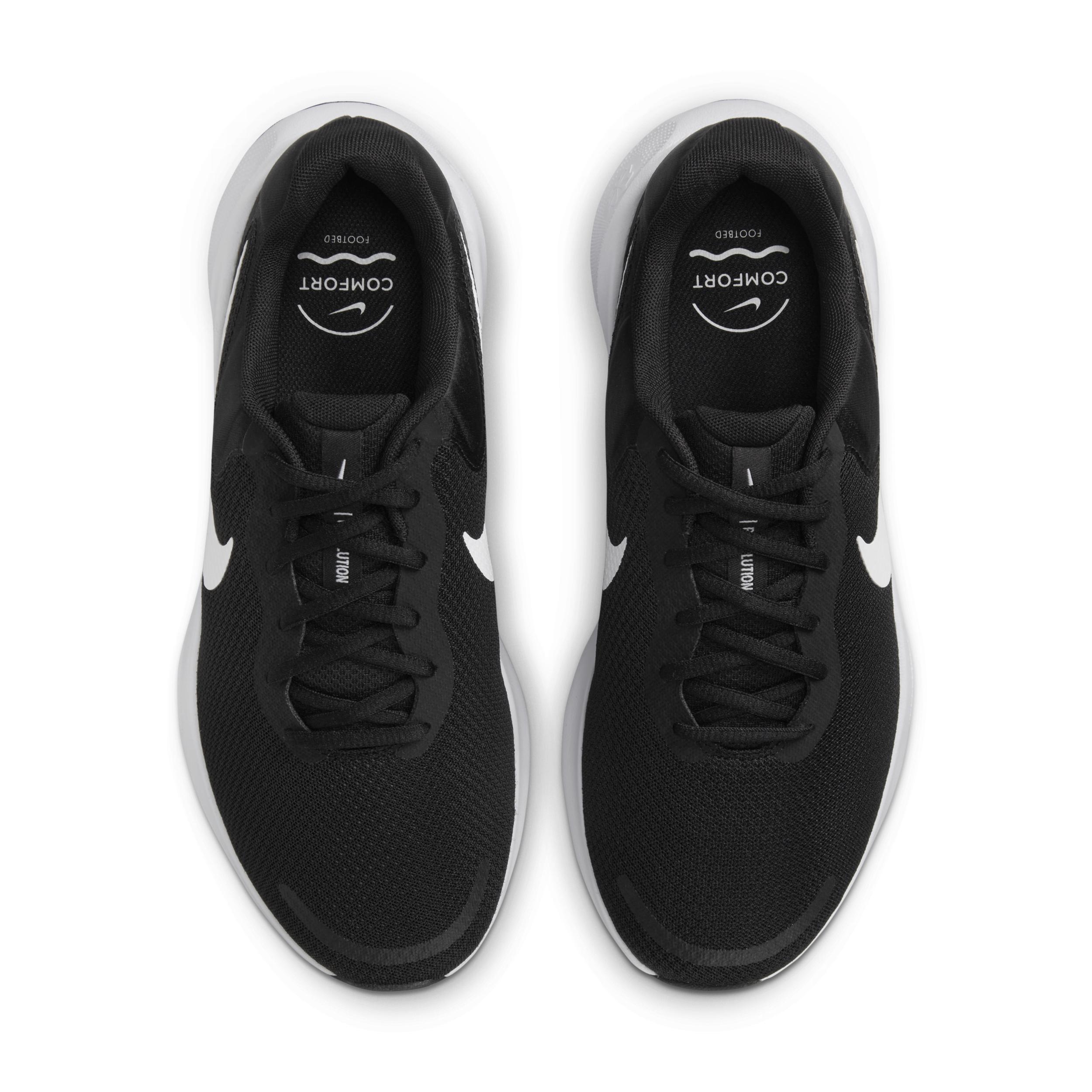 Nike Revolution 7 Men's Road Running Shoes, Size: 11 4E, Black White Product Image