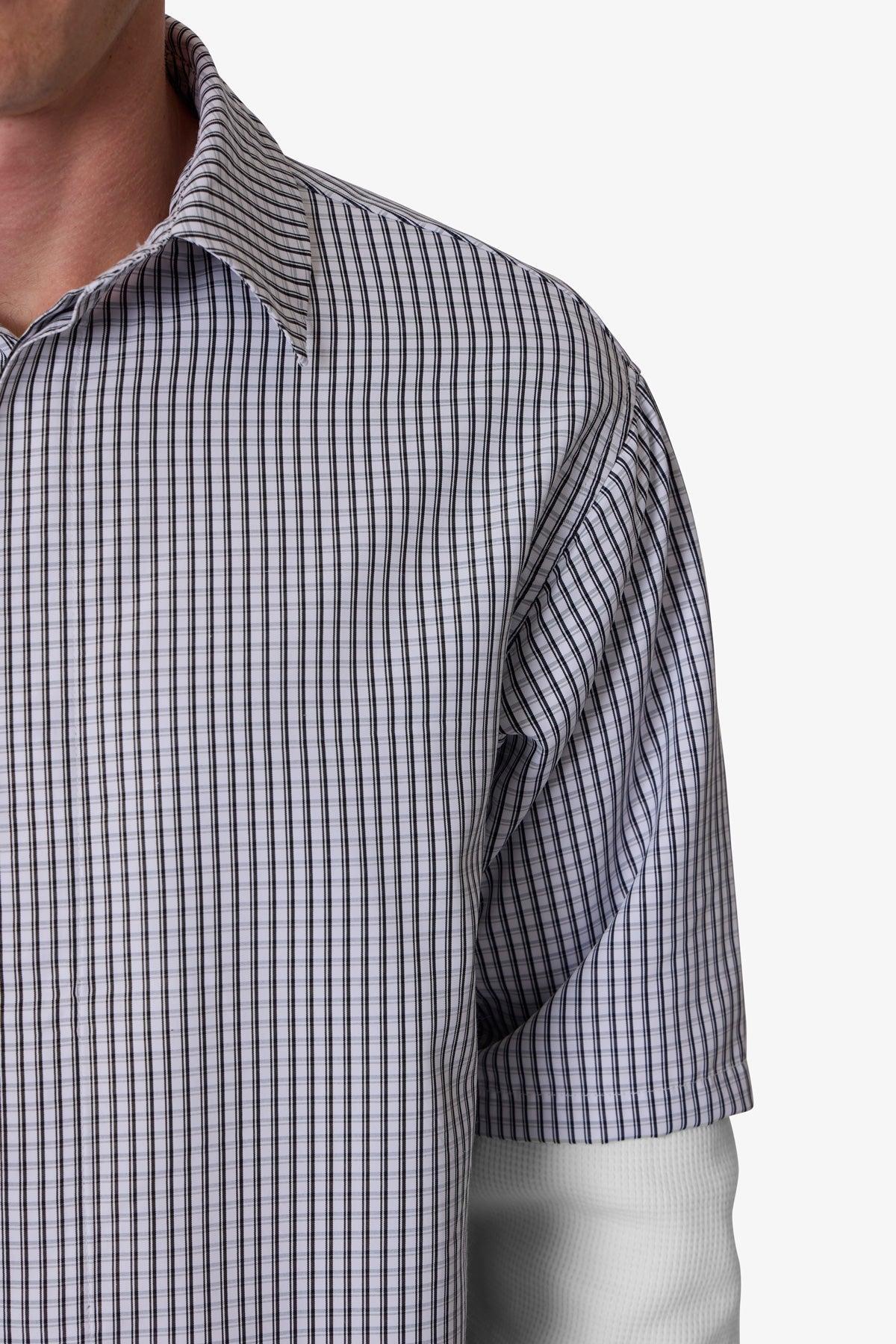 Poplin Thermal Cropped Shirt - Black/White Product Image