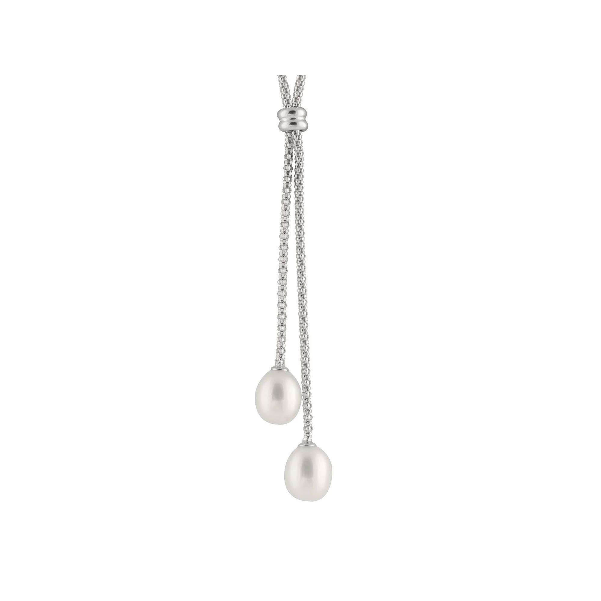 Freshwater Cultured Pearl Double Drop Necklace, Women's, Size: 16", Sterling Silver Product Image