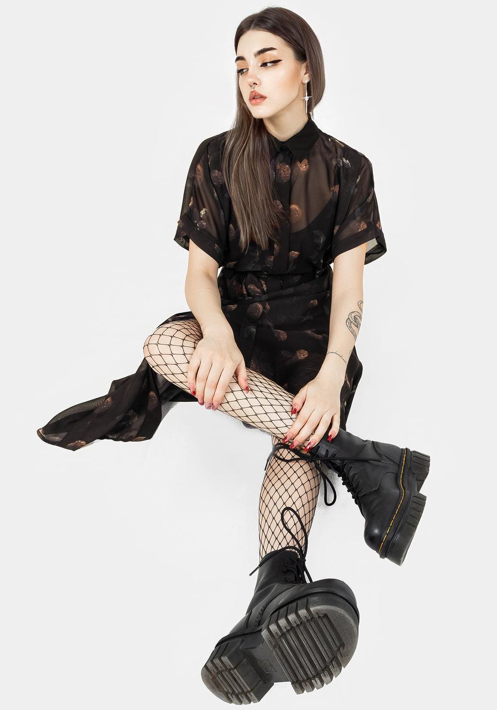 Monica Floral Chiffon Midi Shirt Dress Product Image