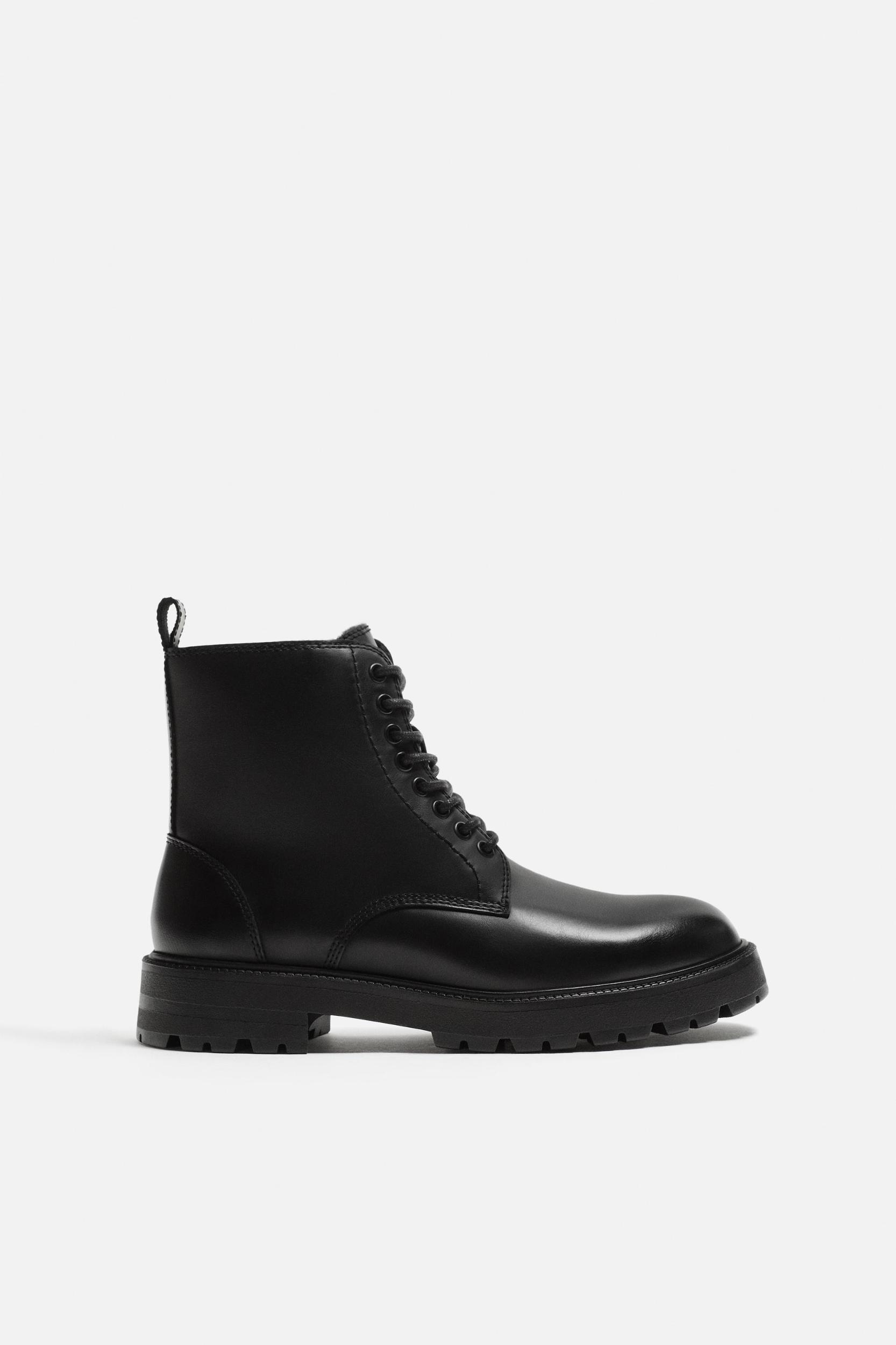 FLEECE LINED LACED BOOTS Product Image