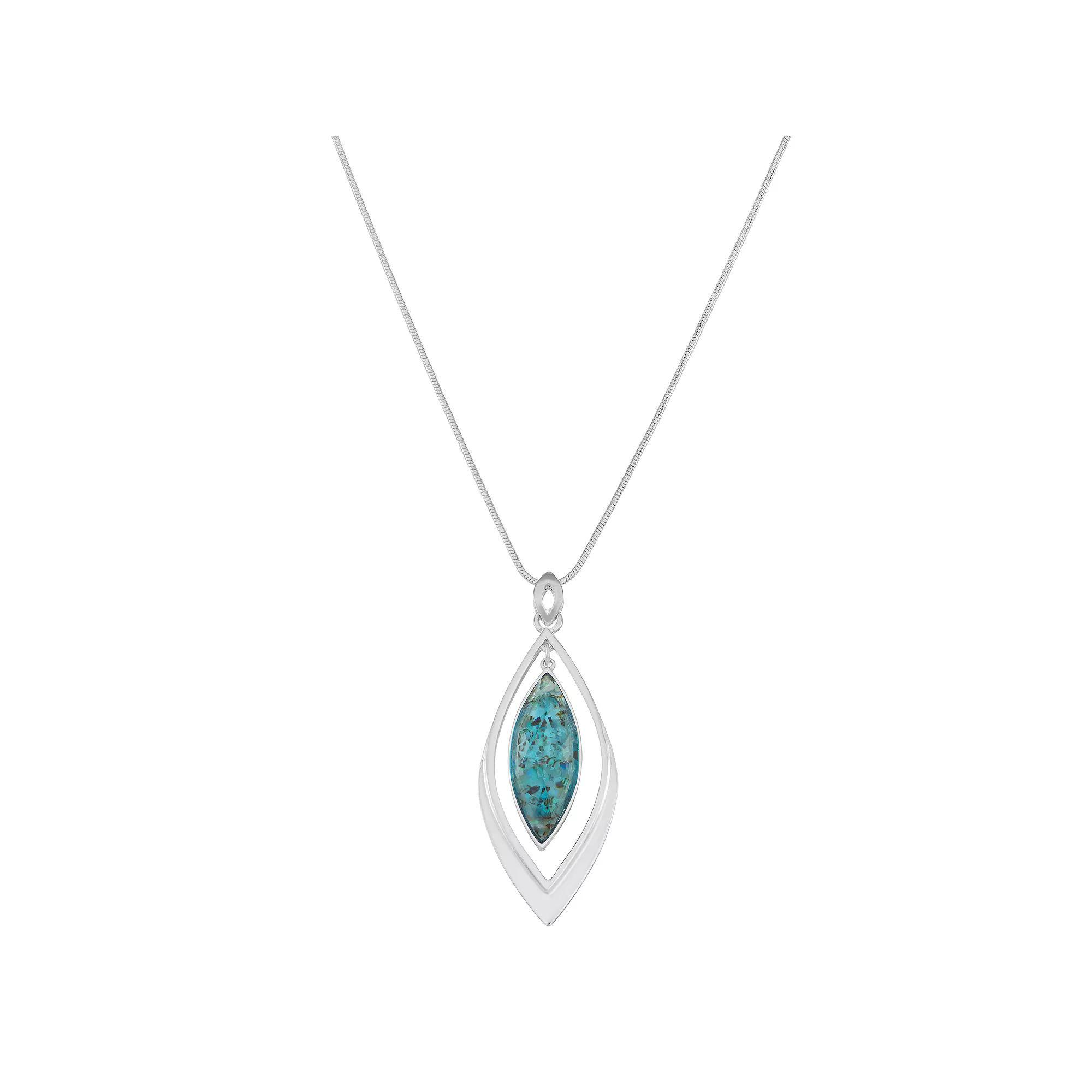Napier Silver Tone Orbital Blue Green Pendant Necklace, Women's Product Image
