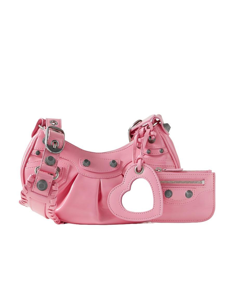 BALENCIAGA Women Pink Nappa Leather Le Cagole Xs Crossbody Bag Product Image