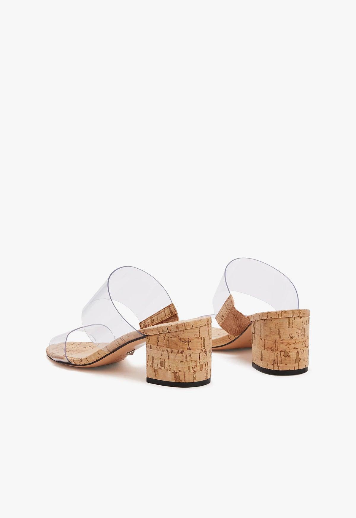 Schutz Victorie Clear Vinyl Cork Block Heel Sandals Product Image