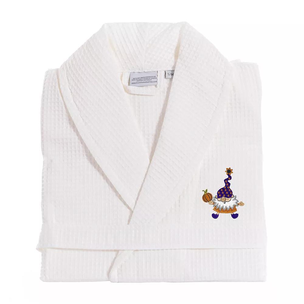 Linum Home Textiles Adult 100% Turkish Cotton Waffle Weave Embroidered Bathrobe - Halloween Gnomes, Women's, Size: Large/XL, White Product Image
