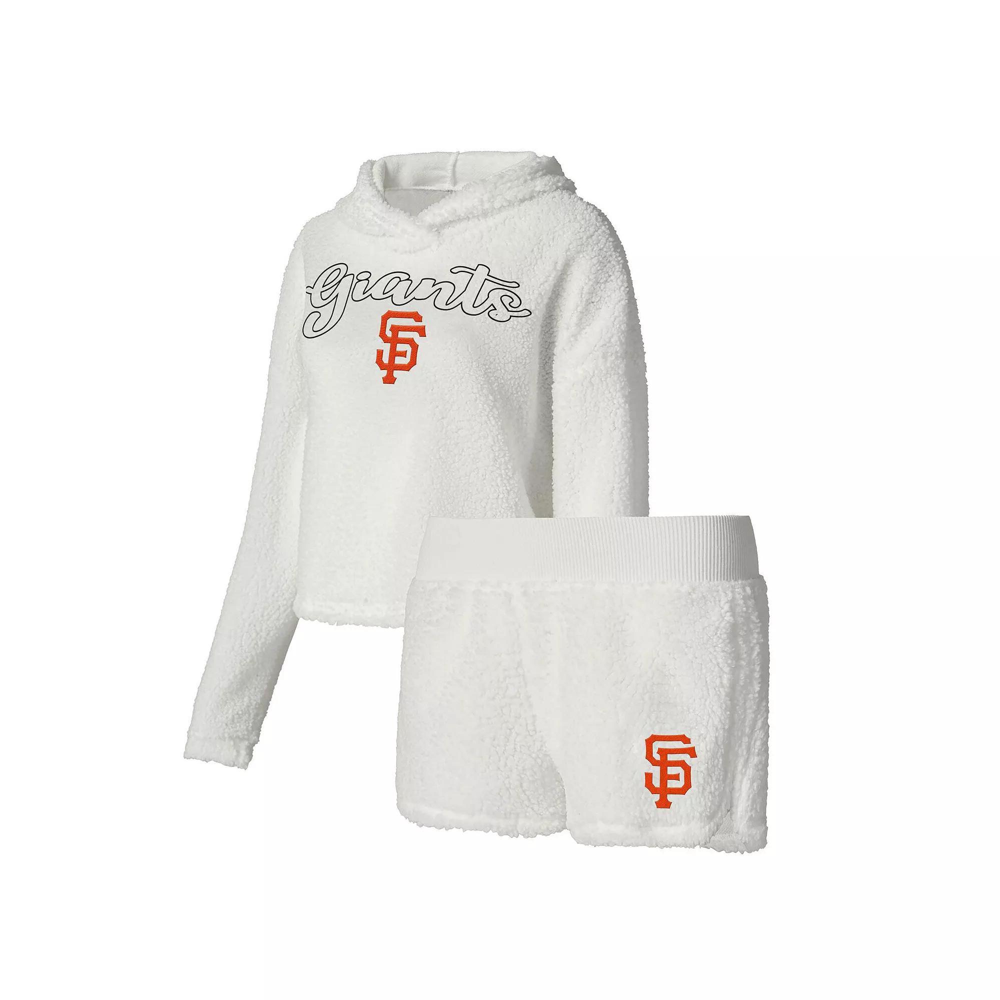 Women's Concepts Sport Cream San Francisco Giants Fluffy Hoodie Top & Shorts Sleep Set, Size: Medium, Beige Product Image