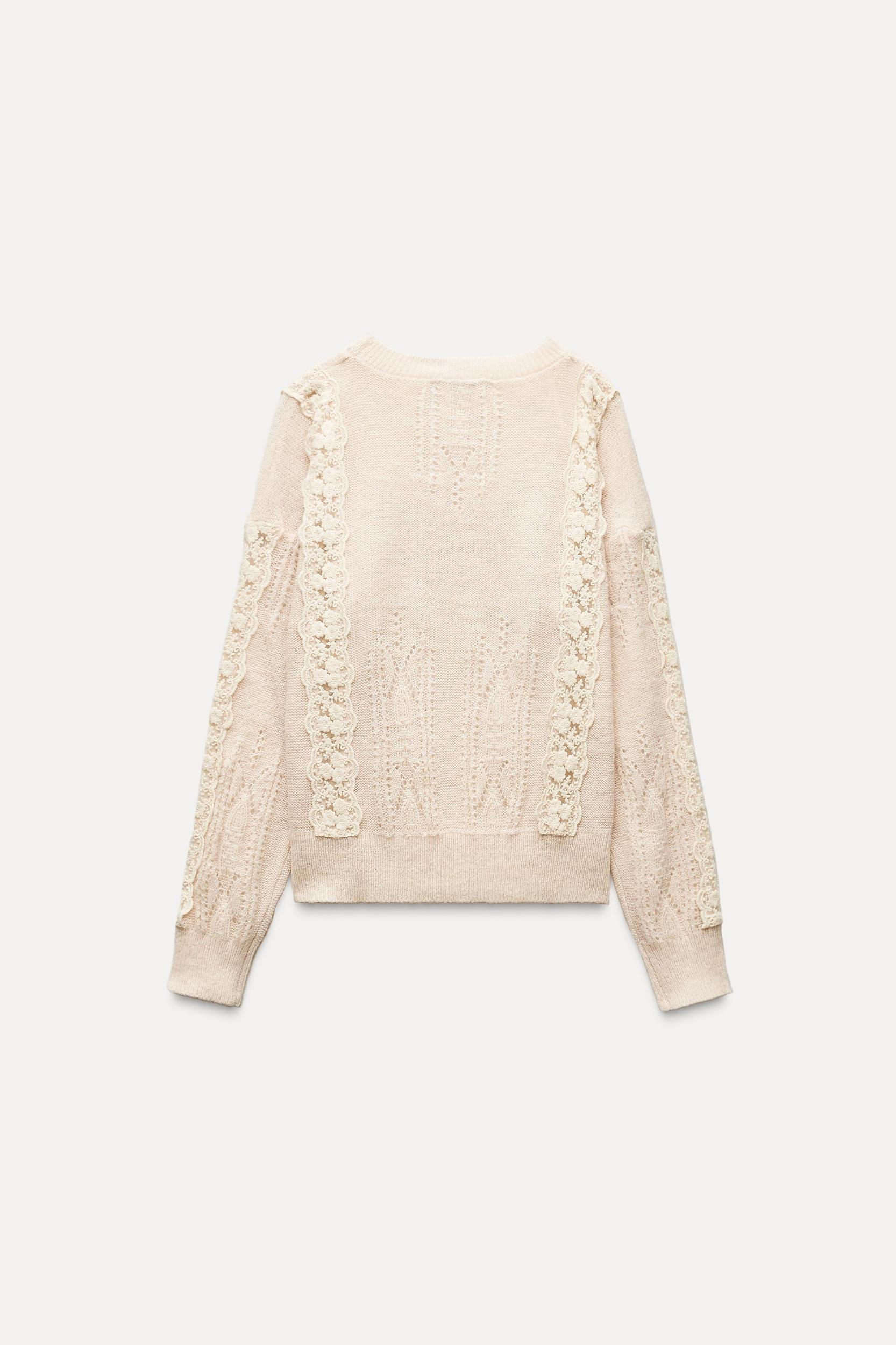 COMBINATION KNIT LACE SWEATER Product Image