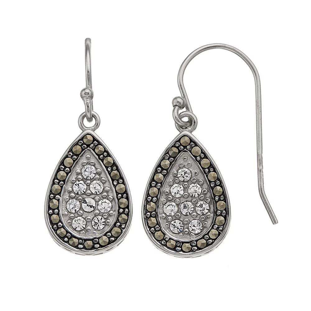 Tori Hill Sterling Silver Marcasite & Crystal Teardrop Earrings, Women's Product Image