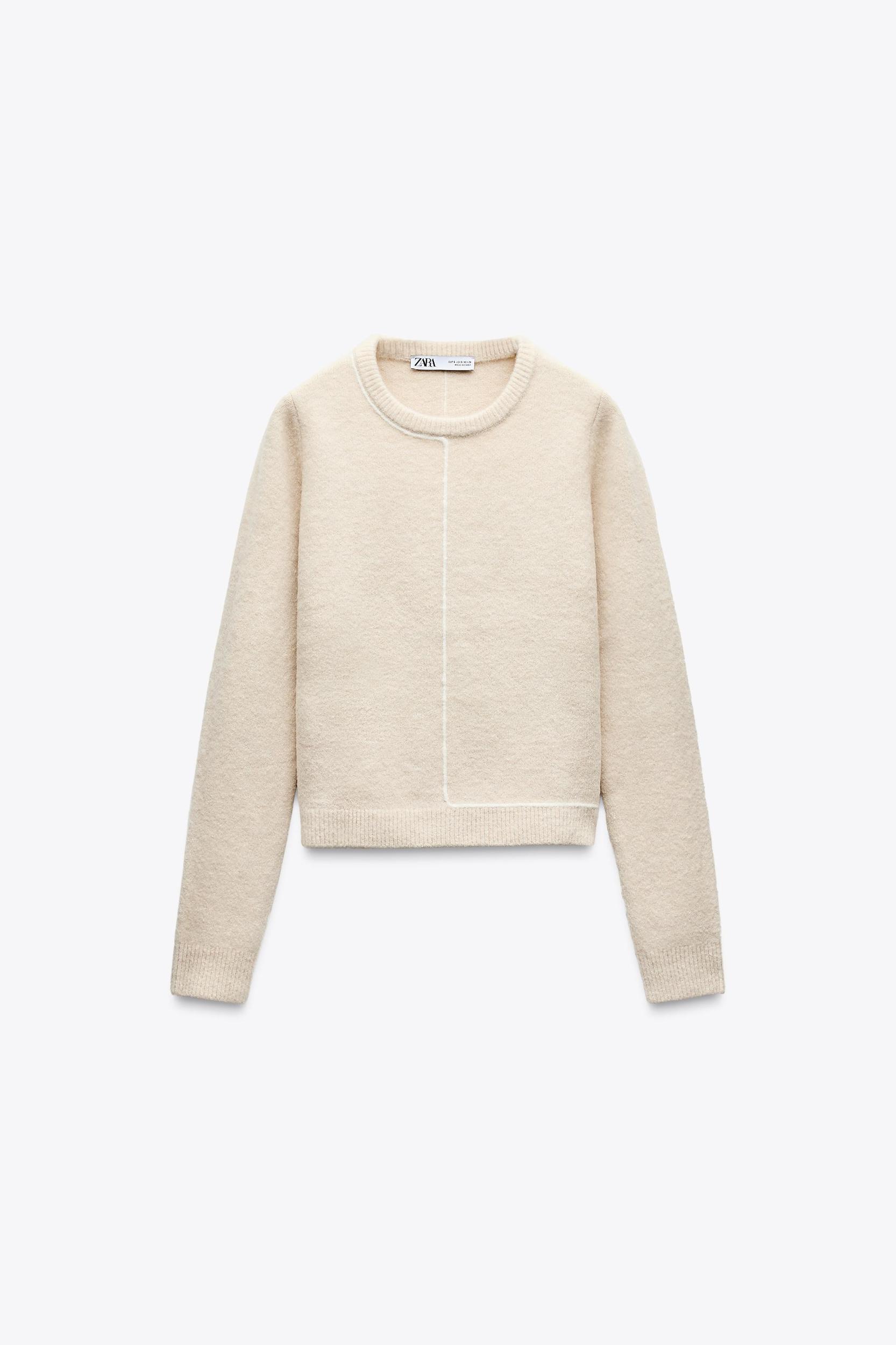 KNIT SWEATER WITH CONTRASTING PIPING Product Image