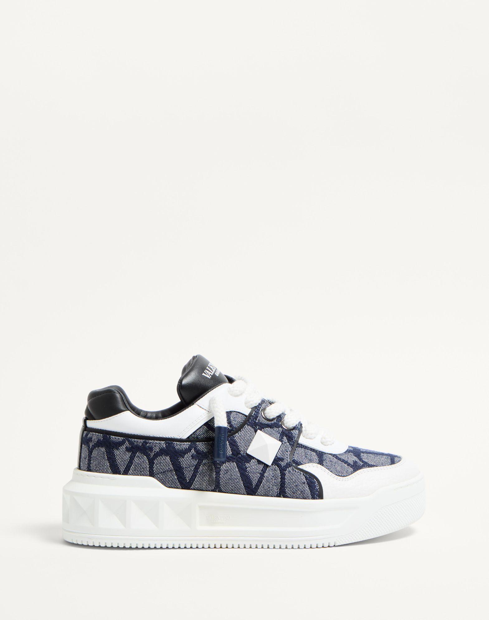 One Stud Xl Low-Top Sneaker In Denim-Effect Toile Iconographe Jacquard Fabric Product Image